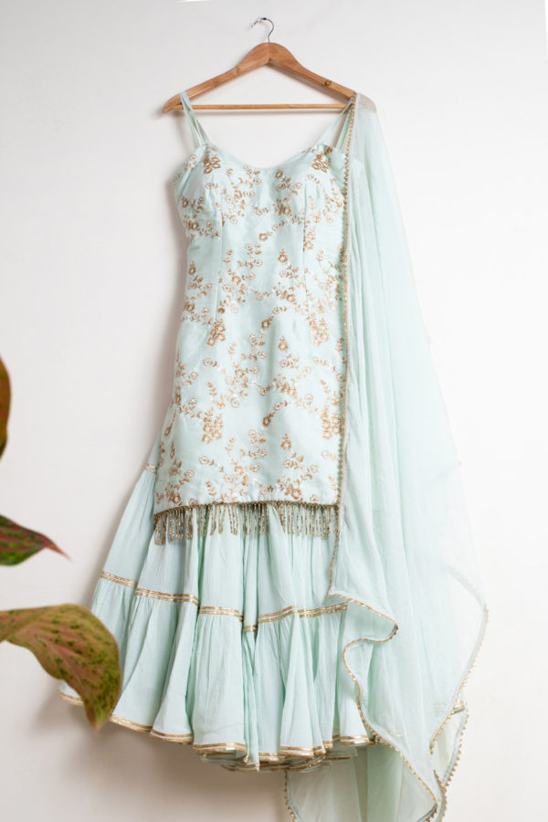 Mint Blue Sharara Set Black Thread Co Mint Blue Sharara Set Black Thread Co