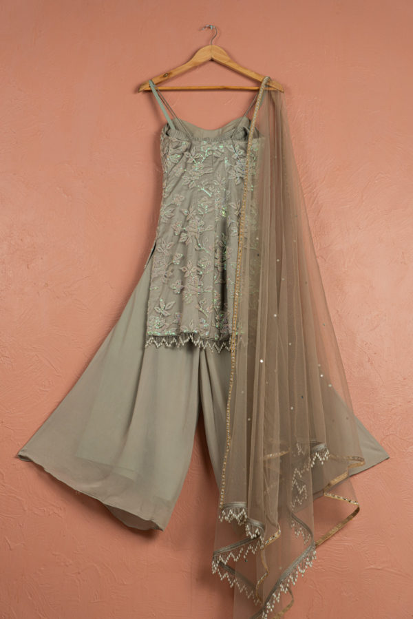 Steal Grey Sharara Set Black Thread Co Steal Grey Sharara Set Black Thread Co