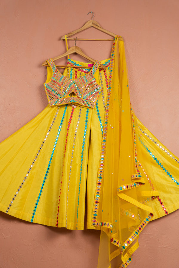 Sunshine Yellow Multicolor Thread & Mirrorwork Sharara Set Black Thread Co Sunshine Yellow Multicolor Thread & Mirrorwork Sharara Set Black Thread Co