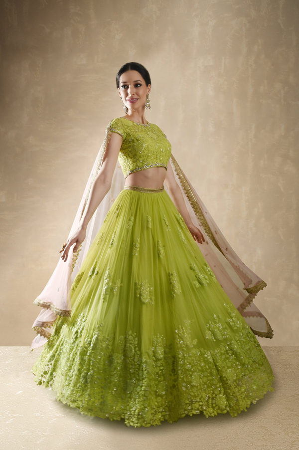 Starflower Lime Green Lehenga Set Black Thread Co Starflower Lime Green Lehenga Set Black Thread Co