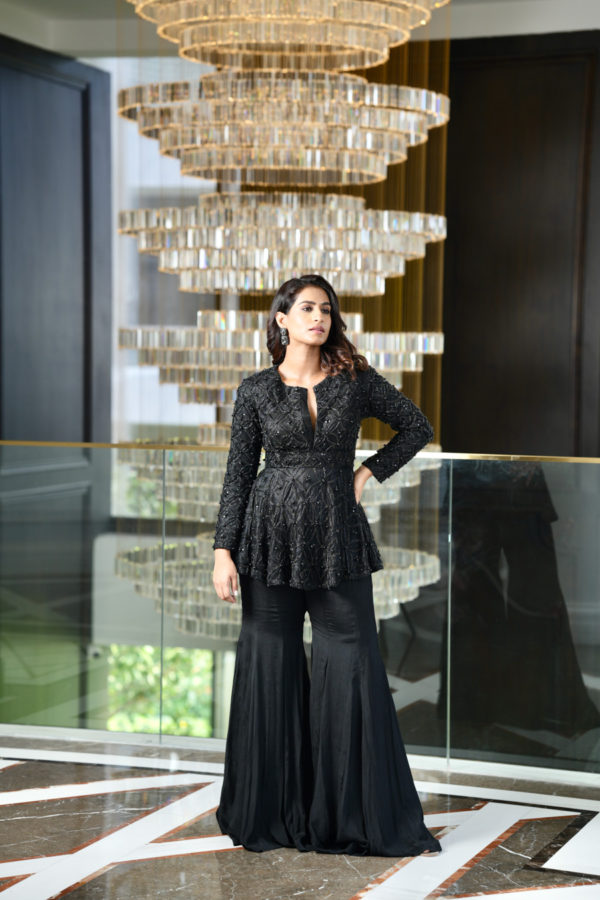 Tahira Kurta and Flared Pants Set Black Thread Co
