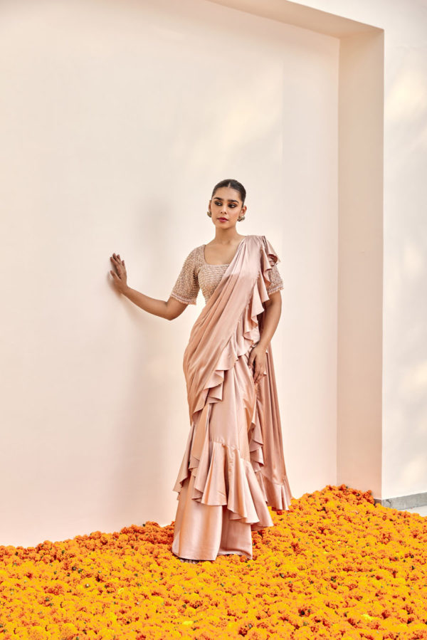 Drape Saree and Blouse Black Thread Co Drape Saree and Blouse Black Thread Co