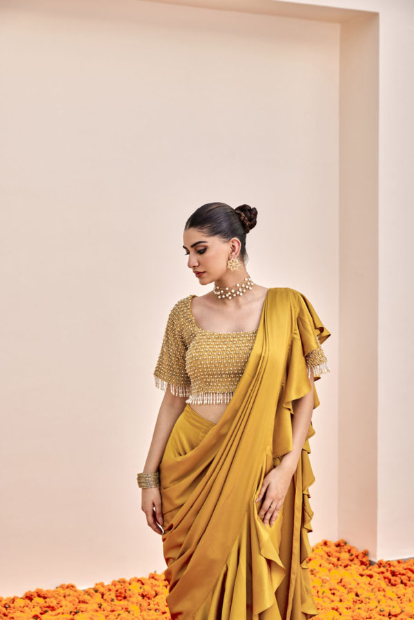 Drape Saree and Blouse Black Thread Co