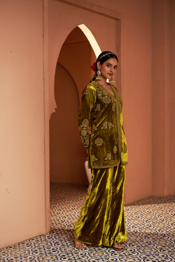 Velvet Embroidered Top and Pants Black Thread Co Velvet Embroidered Top and Pants Black Thread Co