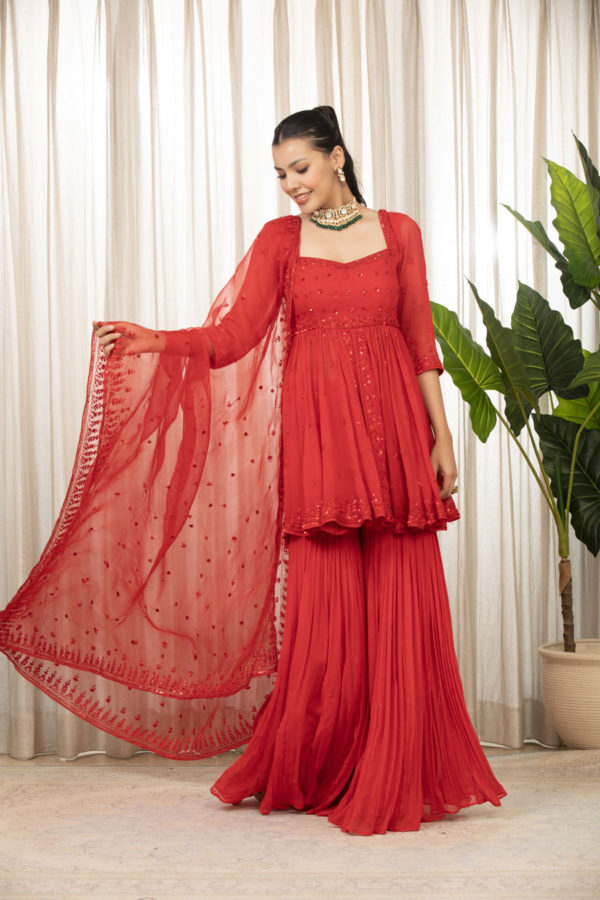Lal Sharara Set Black Thread Co Lal Sharara Set Black Thread Co