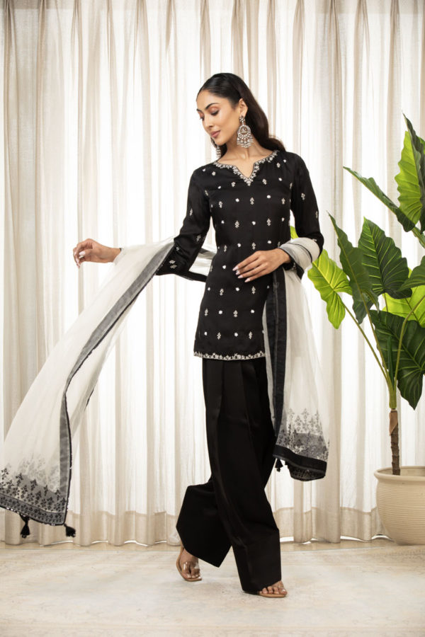 White On Black Kurta Set Black Thread Co White On Black Kurta Set Black Thread Co