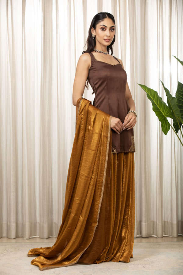 Jasmine Goldenish Sharara Set Black Thread Co