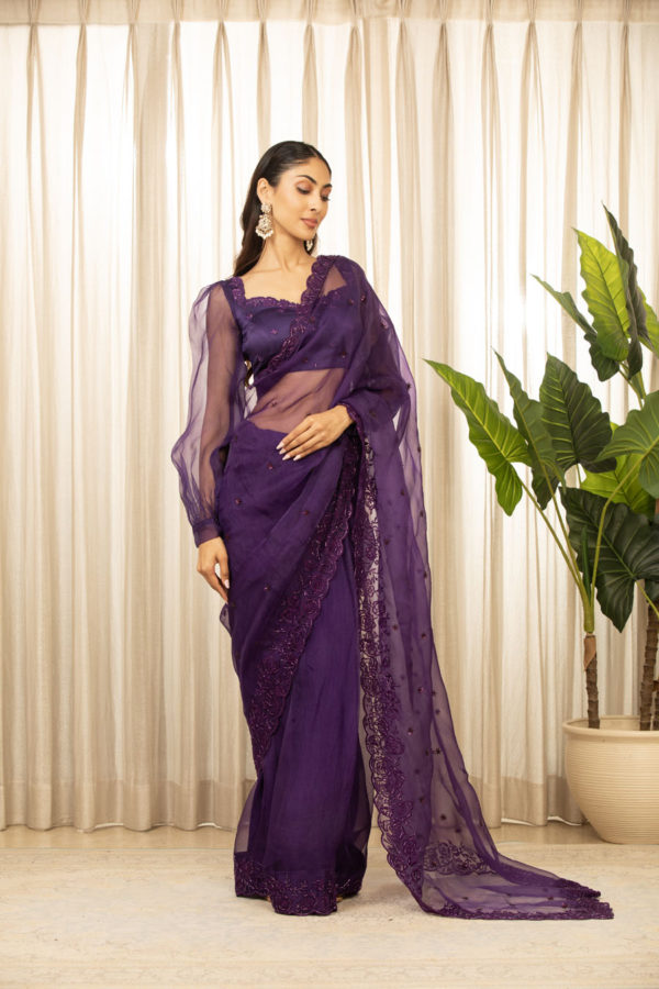 Purple Nyra Saree Set Black Thread Co 3