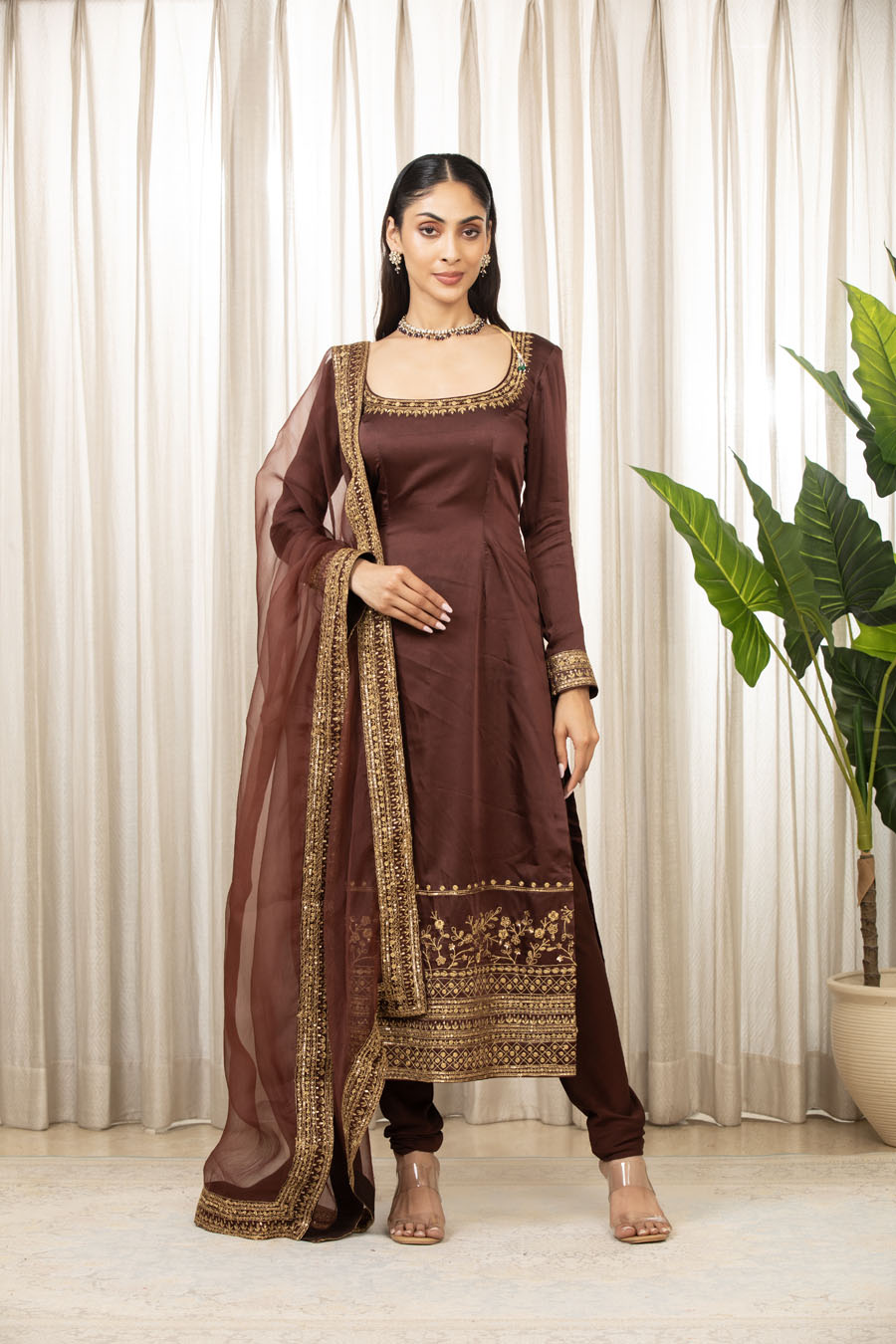 White On Black Dupatta Set Black Thread Co 2