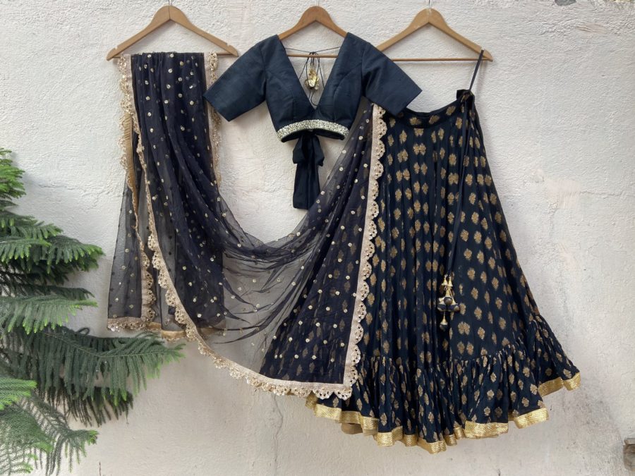 Black Ruffle Lehenga Set Black Thread Co 4