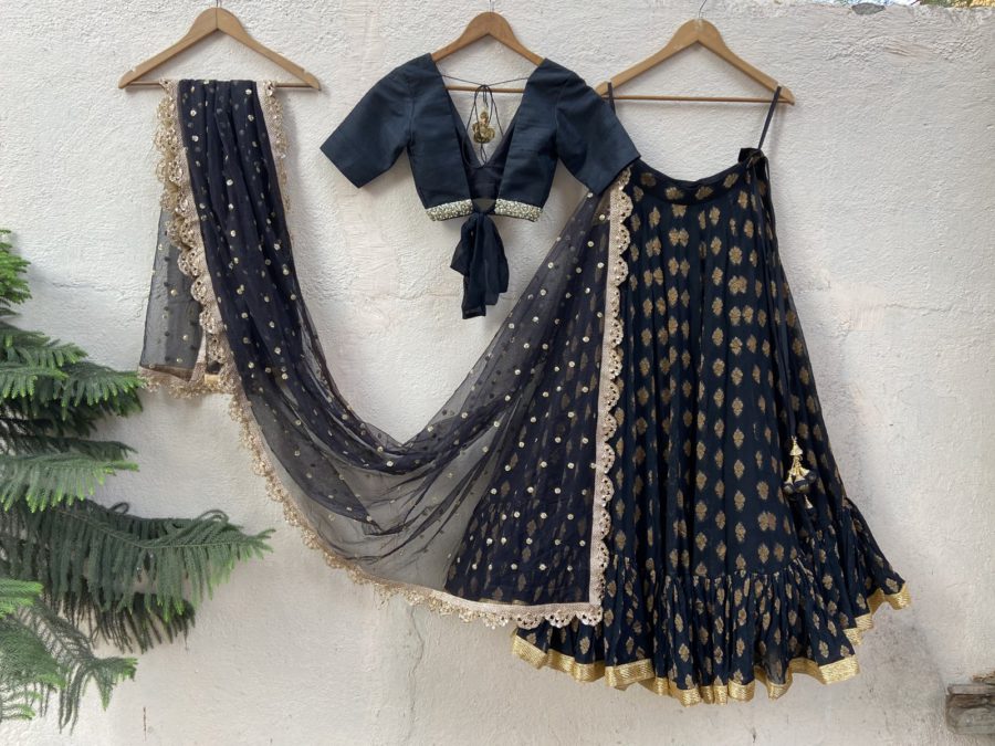 Black Ruffle Lehenga Set Black Thread Co 6