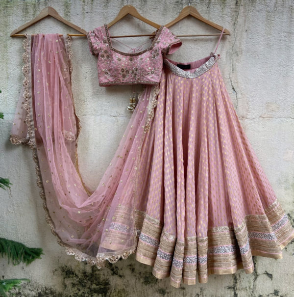 Nude Pink Embroidered Lehenga Set Black Thread Co Nude Pink Embroidered Lehenga Set Black Thread Co