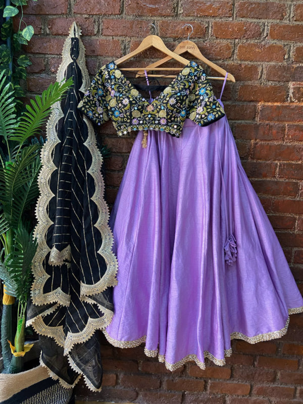 Black and Lavender Lehenga Set Black Thread Co Black and Lavender Lehenga Set Black Thread Co