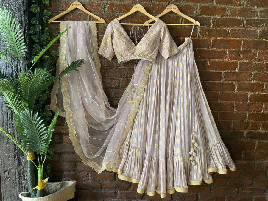 Mauve Ruffle Lehenga Set Black Thread Co 4