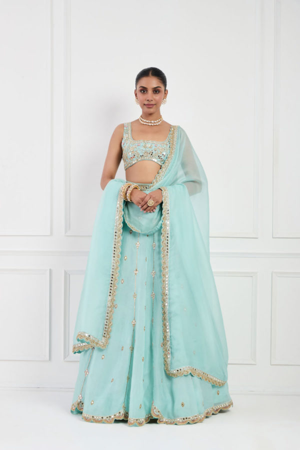 Sky Blue Lehnga Set Black Thread Co
