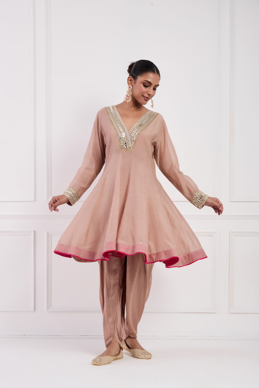 Blush Pink Fish Cut Lehenga Set Black Thread Co 2