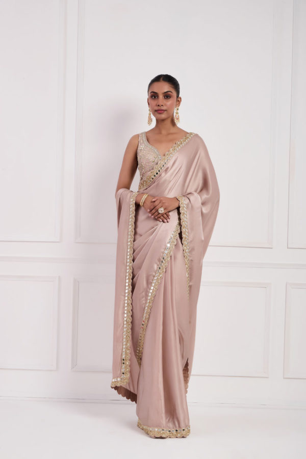 Blush Pink Saree Set Black Thread Co