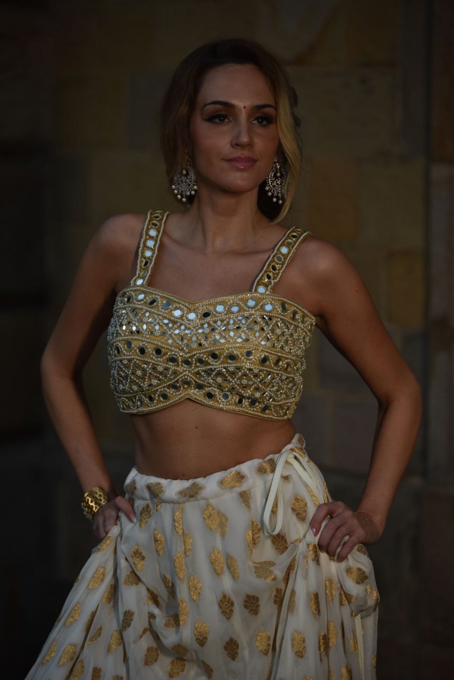 Ivory and Mirror Bustier Lehenga Set Black Thread Co 8