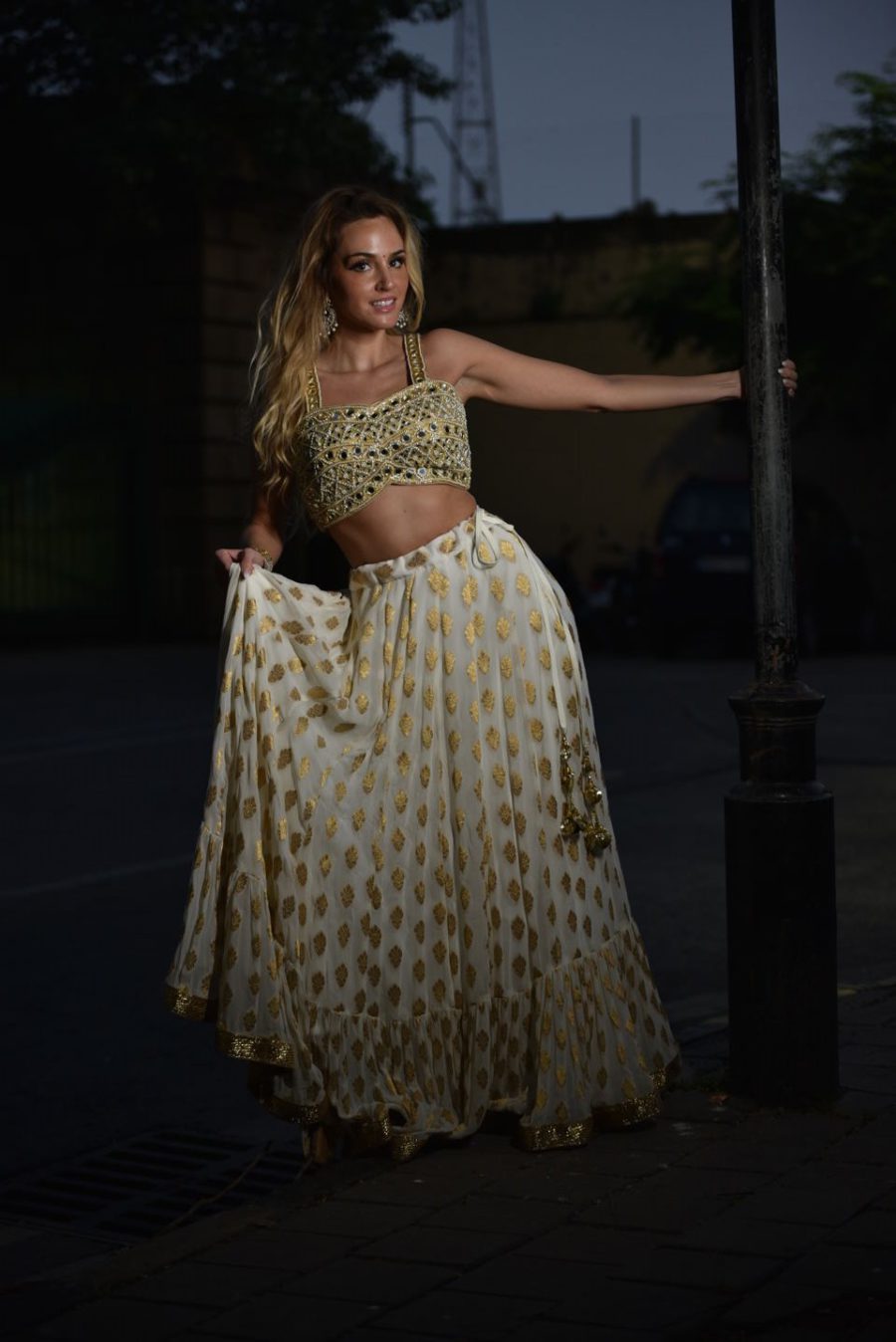 Ivory and Mirror Bustier Lehenga Set Black Thread Co 9