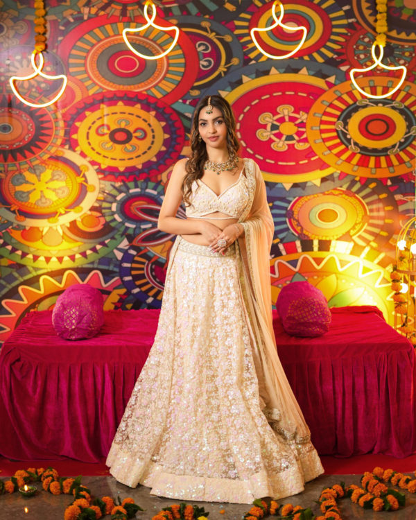 Beige Sequin Work Lehenga Set Black Thread Co Beige Sequin Work Lehenga Set Black Thread Co