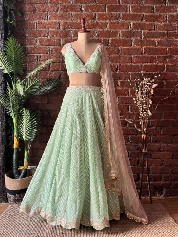 Green Gota Work Lehenga Set Black Thread Co Green Gota Work Lehenga Set Black Thread Co