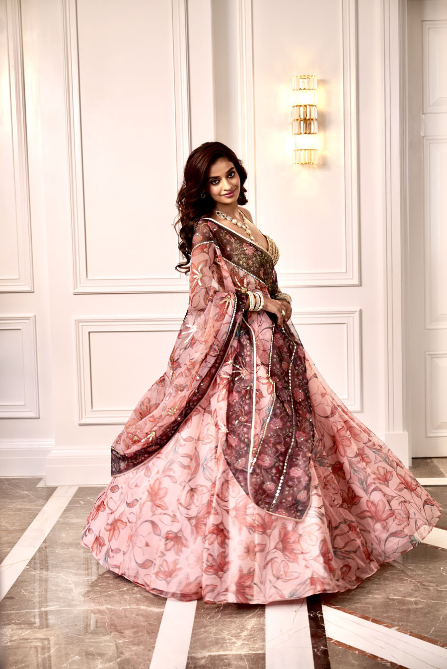 Dobby Fabrice Lehenga Black Thread Co 3