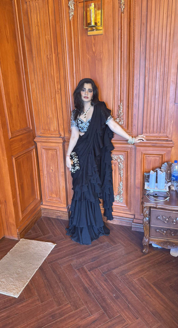 Lasha Ruffle Saree Set Black Thread Co Lasha Ruffle Saree Set Black Thread Co