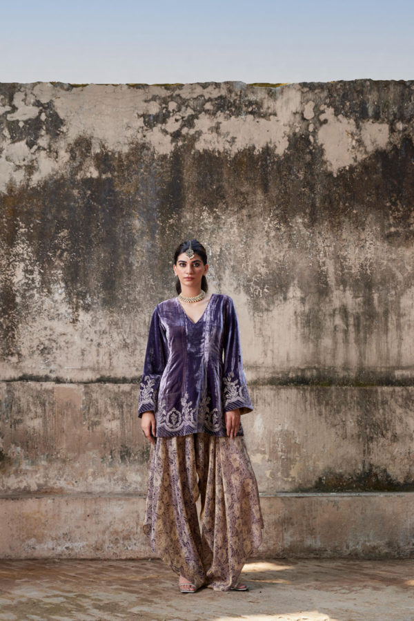 Short Peplum Kalidaar with Dhoti Pants Black Thread Co Short Peplum Kalidaar with Dhoti Pants Black Thread Co