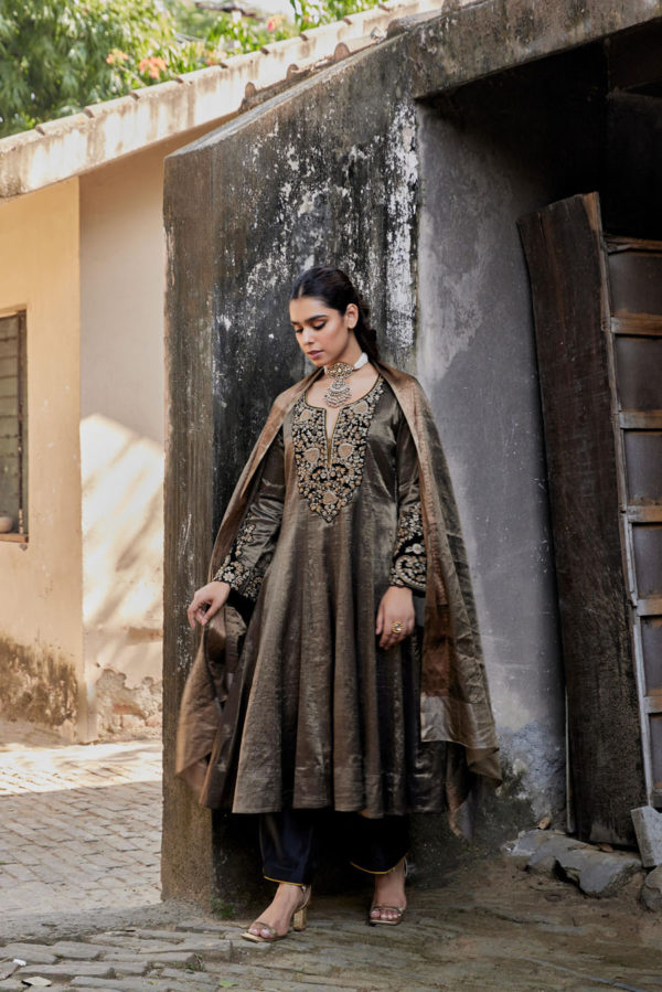 Kalidaar with Palazzo and Dupatta Black Thread Co