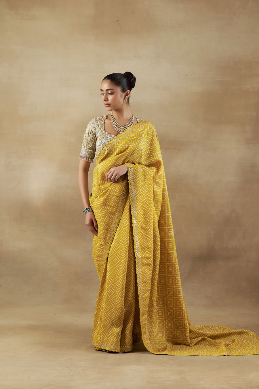 Long Kalidaar Kurta with Tissue Multi Coloured Panels, Striped Banarasi Palazzo and Silk Dupatta Black Thread Co 2