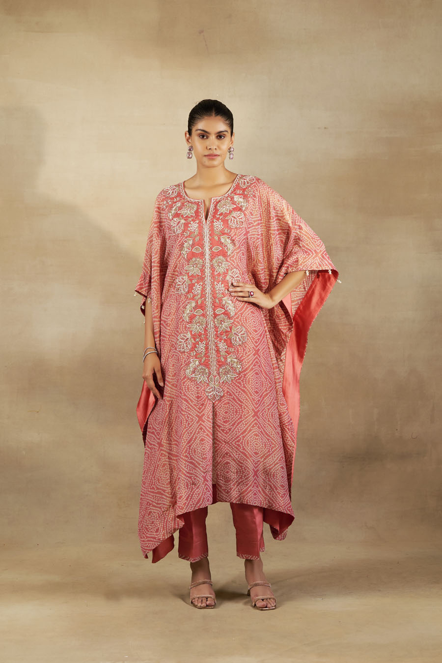 Short Shirt and Pallazo Pants in Tissue with Striped Banarasi  Dupatta Black Thread Co 2
