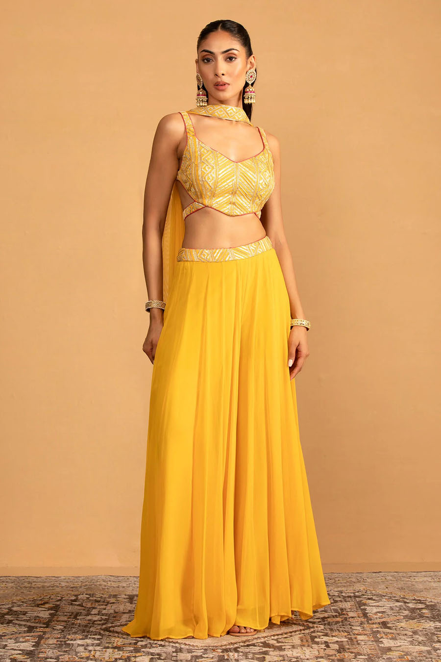 Peach Pink Anarkali Set Black Thread Co 3