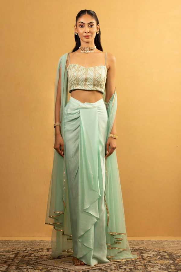 Ice Blue Dhoti Set Black Thread Co Ice Blue Dhoti Set Black Thread Co