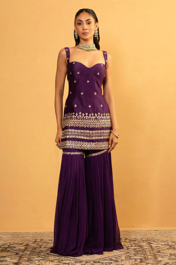 Purple Sharara Set Black Thread Co Purple Sharara Set Black Thread Co