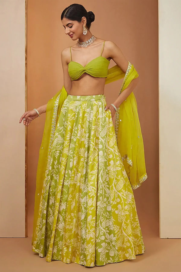 Lemon & Green Lehenga Set Black Thread Co 3
