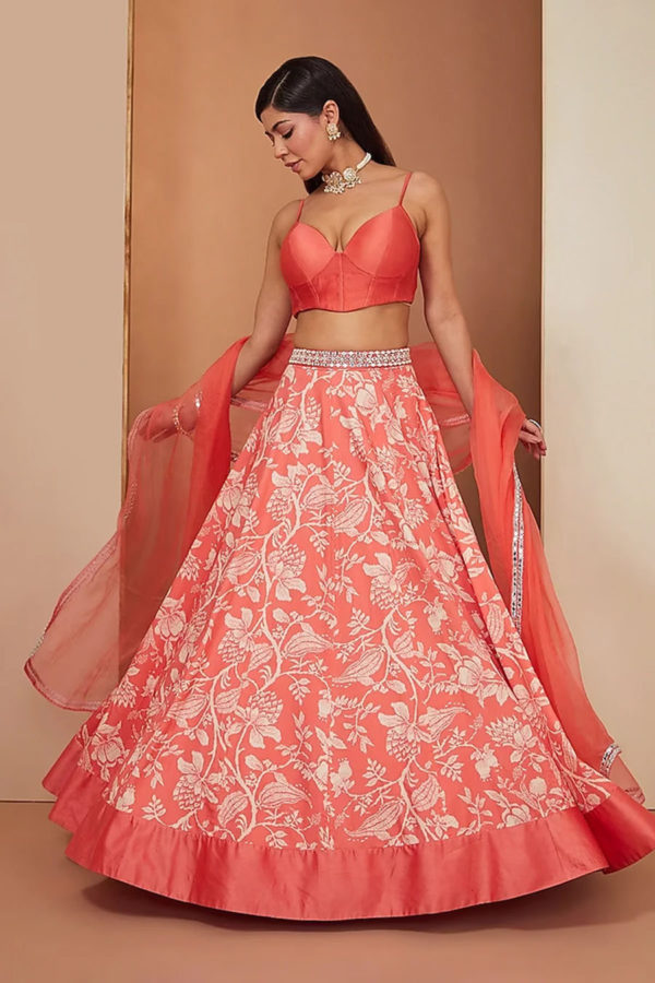 Gajari Printed Lehenga Set Black Thread Co