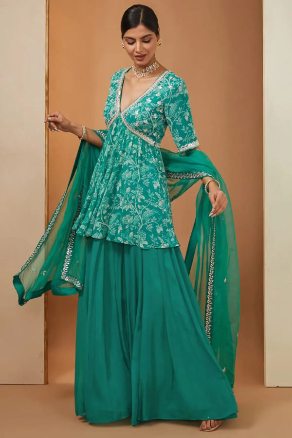 Teal Palazzo Set Black Thread Co Teal Palazzo Set Black Thread Co