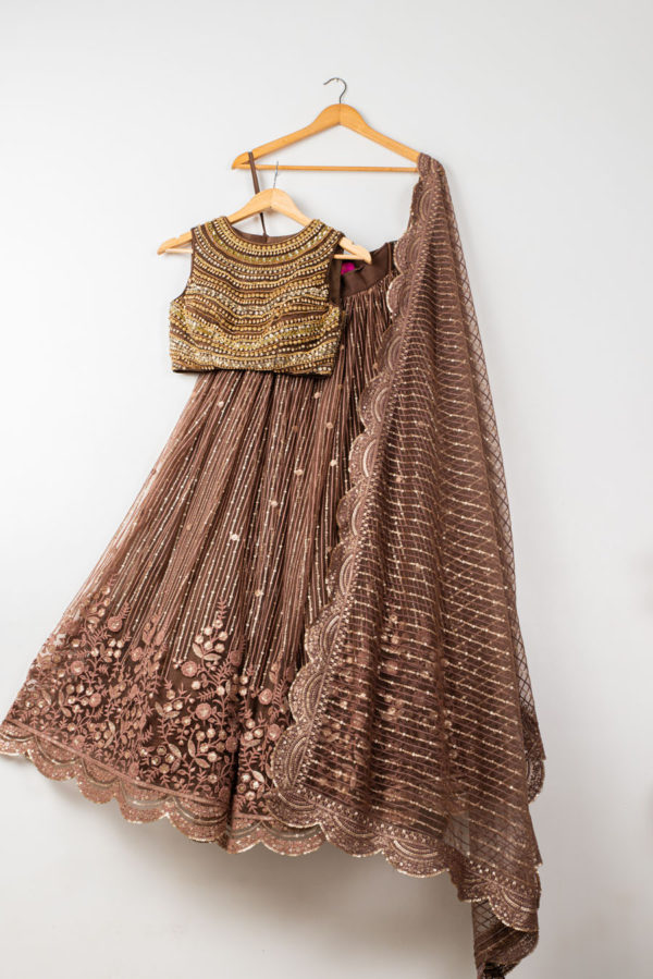 Mocha Embroidered Gold Lehenga Set Black Thread Co Mocha Embroidered Gold Lehenga Set Black Thread Co
