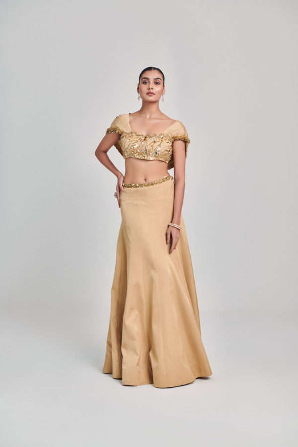 Golden Kalidar Skirt With Blouse Black Thread Co Golden Kalidar Skirt With Blouse Black Thread Co