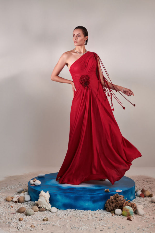 Draped Scarlet Gown Black Thread Co Draped Scarlet Gown Black Thread Co