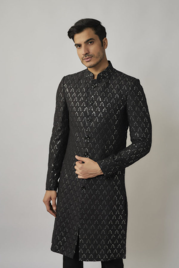 Roshan Sherwani Set Black Thread Co Roshan Sherwani Set Black Thread Co