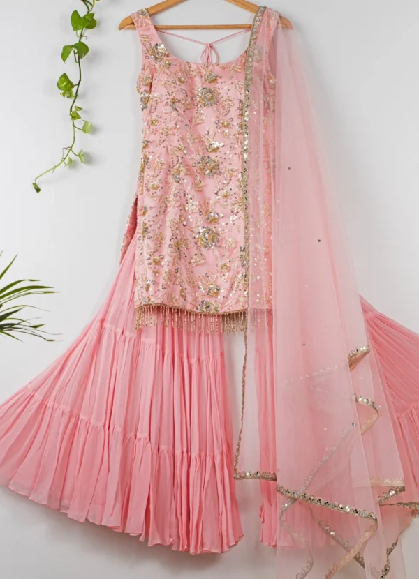 Cherry Blossom Sequinned Kurta Sharara Set Black Thread Co Cherry Blossom Sequinned Kurta Sharara Set Black Thread Co