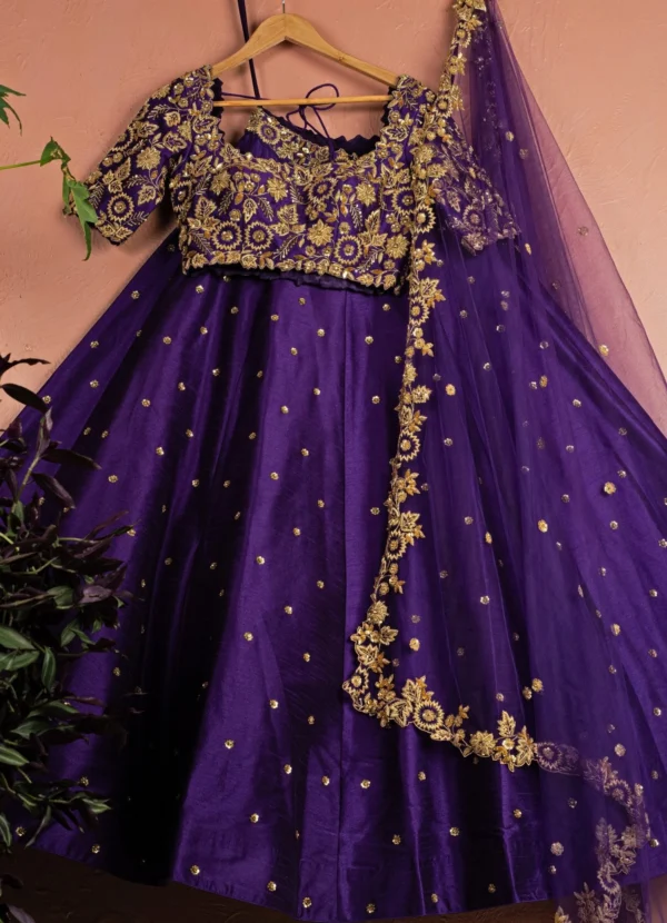 Violet Embellished Raw Silk Lehenga Set With Dupatta Black Thread Co Violet Embellished Raw Silk Lehenga Set With Dupatta Black Thread Co