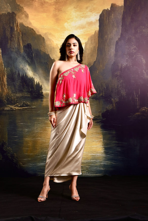 Gulaab Cape and Draped Skirt Set Black Thread Co Gulaab Cape and Draped Skirt Set Black Thread Co