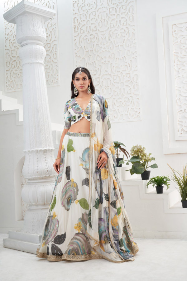Ivory Hand Painted Lehenga Set Black Thread Co Ivory Hand Painted Lehenga Set Black Thread Co