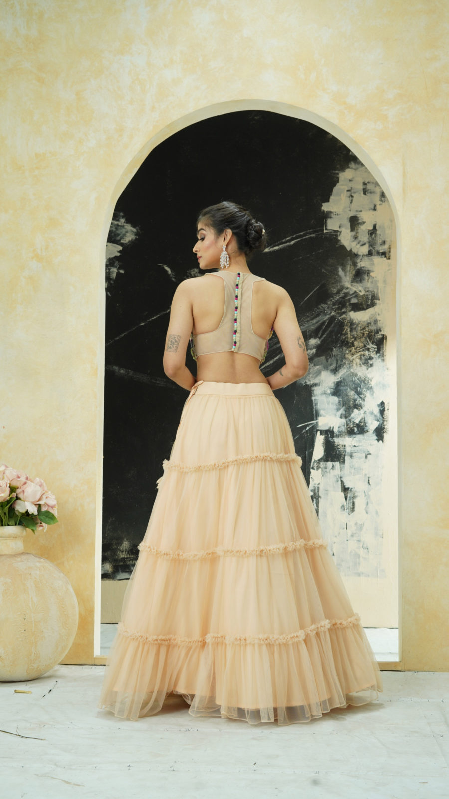 Multi-Hued Embroidered Blouse and Tier Skirt Set Black Thread Co 8
