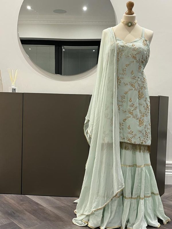 Designer Mint Sharara Set Black Thread Co 3