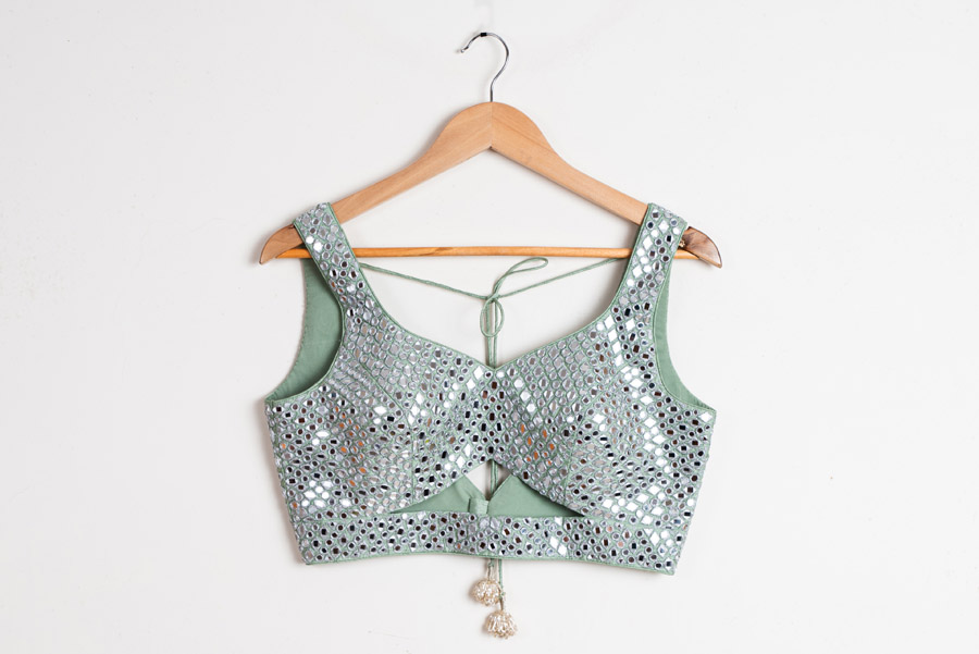 Himalayan Mint Lehenga Set with Embroidered Mirror Blouse Black Thread Co 4 Himalayan Mint Lehenga Set with Embroidered Mirror Blouse Black Thread Co 4