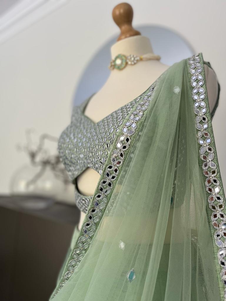 Himalayan Mint Lehenga Set with Embroidered Mirror Blouse Black Thread Co 5 Himalayan Mint Lehenga Set with Embroidered Mirror Blouse Black Thread Co 5