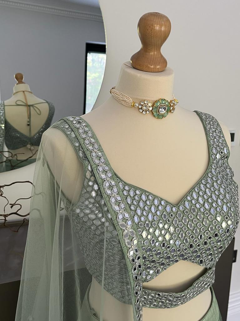 Himalayan Mint Lehenga Set with Embroidered Mirror Blouse Black Thread Co 6 Himalayan Mint Lehenga Set with Embroidered Mirror Blouse Black Thread Co 6